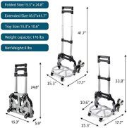 LEADALLWAY Stair Climbing Cart Aluminum Alloy Portable Climbing Cart 6 Crystal Wheels and 4 Universal Wheels Hand Cart with Climbing Rope