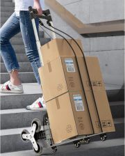 LEADALLWAY Stair Climbing Cart Aluminum Alloy Portable Climbing Cart 6 Crystal Wheels and 4 Universal Wheels Hand Cart with Climbing Rope