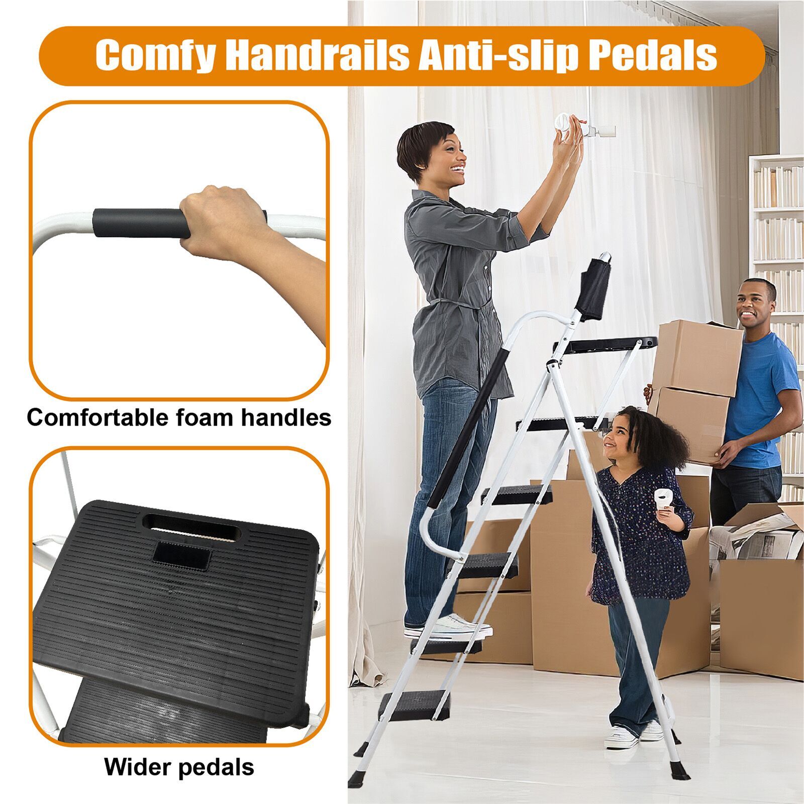 Portable Household Ladder Best Choice Products 4-Step Steel Folding ...