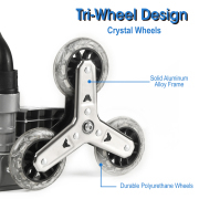 LEADALLWAY Stair Climbing Cart Aluminum Alloy Portable Climbing Cart 6 Crystal Wheels All Terrain Stair Climbing Hand Truck with Climbing Ropes