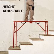 LEADALLWAY Scaffolding Platform 770 LBS Capacity 58x11x30'' Folding Adjustable Portable Work Platform Ladder,Red