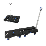 LEADALLWAY Folding Multiple Carts Assembly Feasible 2 Pcs Set Dolly Cart(24.4" L x 17.7" W with Handle + 24.2" L x 18.1" W)