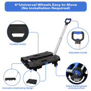 LEADALLWAY Folding Multiple Carts Assembly Feasible 2 Pcs Set Dolly Cart(24.4" L x 17.7" W with Handle + 24.2" L x 18.1" W)