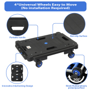 LEADALLWAY Folding Multiple Carts Assembly Feasible 2 Pcs Set Dolly Cart(24.4" L x 17.7" W with Handle + 24.2" L x 18.1" W)