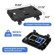 LEADALLWAY Folding Multiple Carts Assembly Feasible 2 Pcs Set Dolly Cart(24.4" L x 17.7" W with Handle + 24.2" L x 18.1" W)