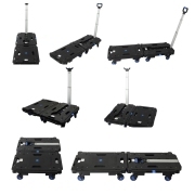 LEADALLWAY Folding Multiple Carts Assembly Feasible 2 Pcs Set Dolly Cart(24.4" L x 17.7" W with Handle + 24.2" L x 18.1" W)