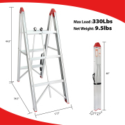 LEADALLWAY Step Ladder 3 Step Folding Compact Ladder Aluminum A Frame Foldable Twin Front Step Stool, EN131 Certified, 330lb Capacity