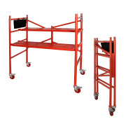 LEADALLWAY Scaffolding Platform 4 Foot High Mobile Baker Scaffolding Mini Portable Scaffolding 770 LBS Capacity with Locking Wheels and Tool Bag, Red