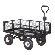 LEADALLWAY Heavy Duty Steel Garden Cart Large Size with Liner and Iron Frame,Steel Frame Dump Cart with Removable Sides,660lbs Capacity Black