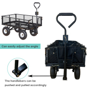 LEADALLWAY Heavy Duty Steel Garden Cart Large Size with Liner and Iron Frame,Steel Frame Dump Cart with Removable Sides,660lbs Capacity Black