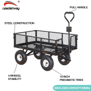 LEADALLWAY Heavy Duty Steel Garden Cart Large Size with Liner and Iron Frame,Steel Frame Dump Cart with Removable Sides,660lbs Capacity Black