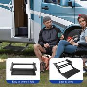 LEADALLWAY RV Step Camper Stair Folding Manual Single Drop Down Steps,Black