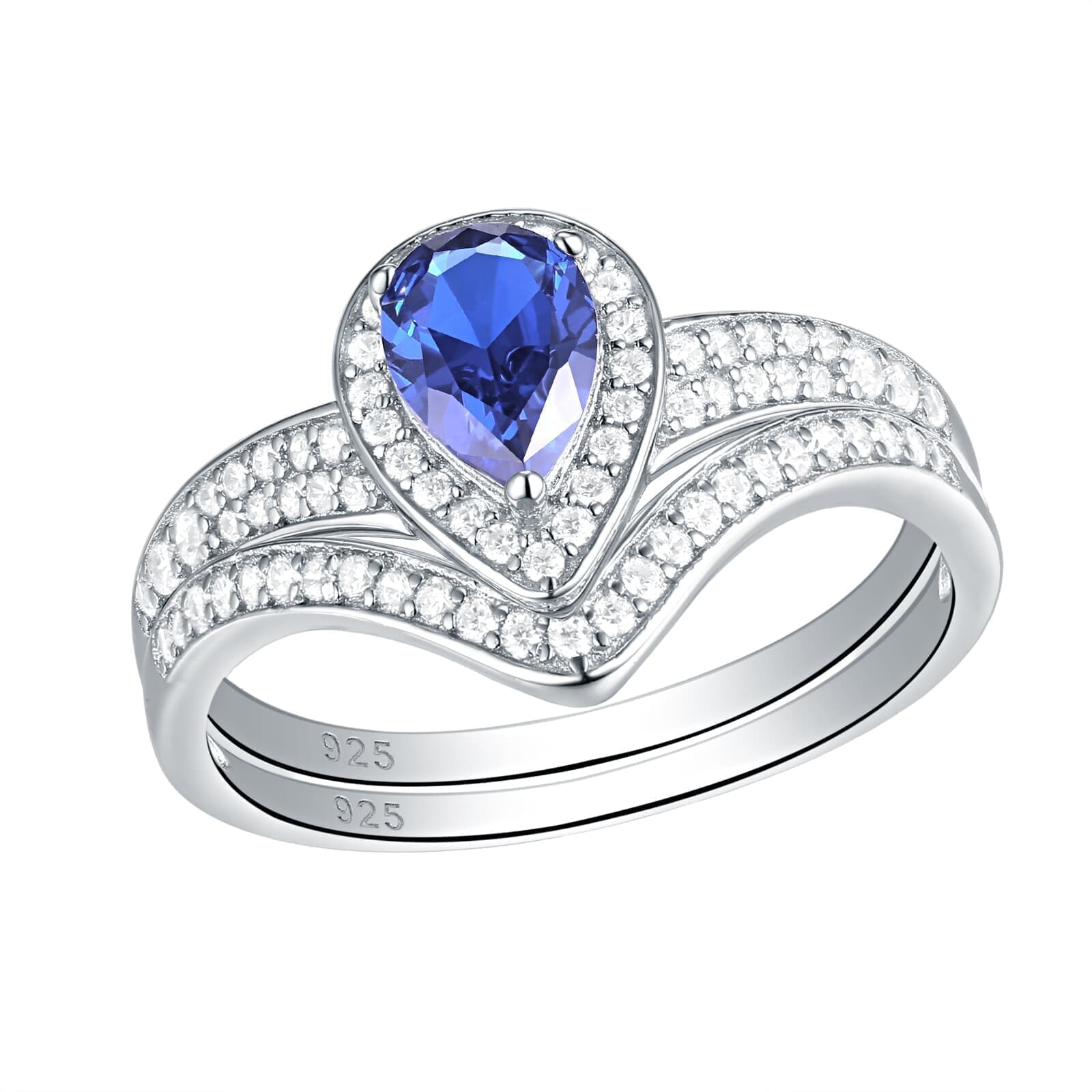 Newshe Created Blue Tanzanite Gemstone Statement Ring 2 5ct Oval