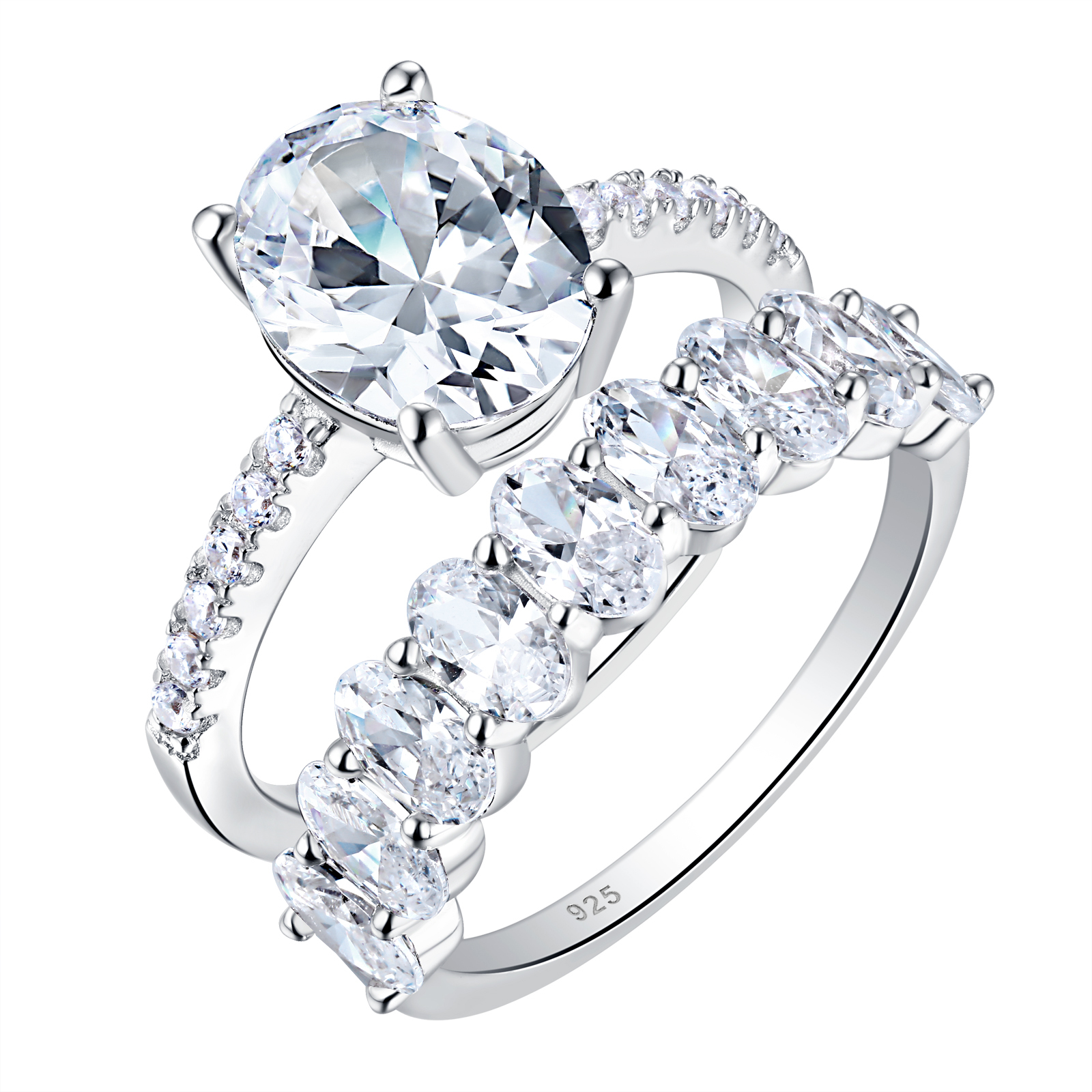 Newshe Wedding Rings for Women 925 Sterling Silver CZ Oval BR1098