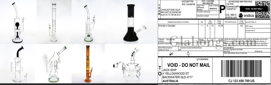 How do I get a glass bong from the Internet and make it go through customs
