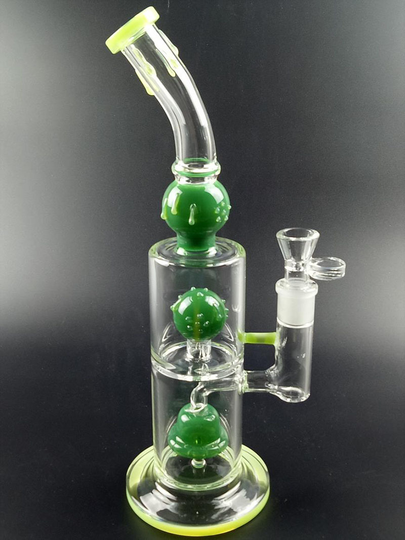 2019 Clearance Price Cool 13.8 Inch Percolator Glass Bongs Green