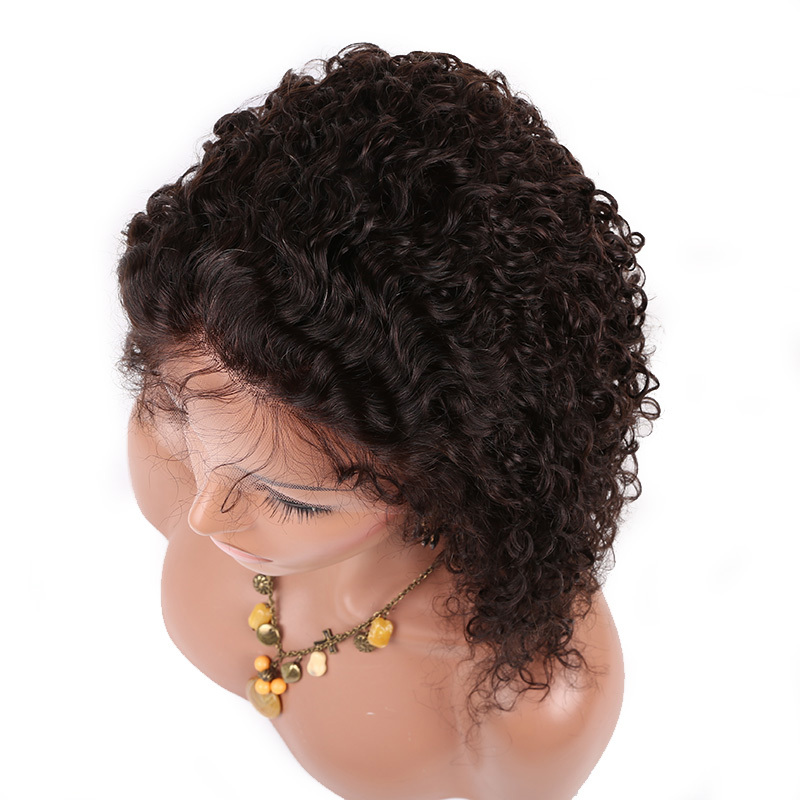 curl human hair wigs Lace front 14 inch curl 1B# brown MR ...