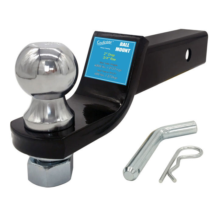 Hitch Ball Mount, with 2Inch Trailer Ball & Hitch Pin 6,000 lbs.