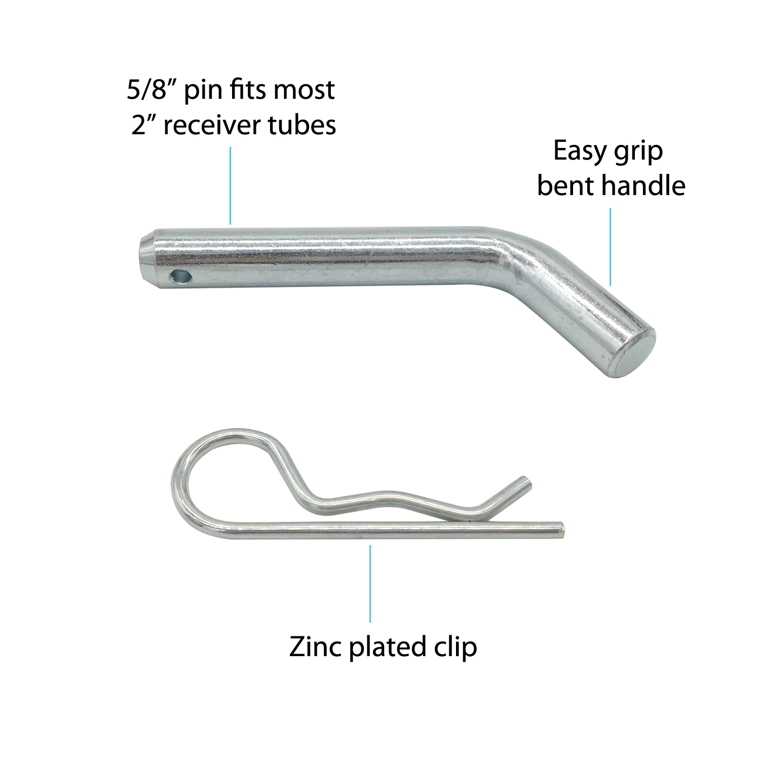 Trailer Hitch Pin & Clip, 5/8Inch Fits 2Inch Receiver