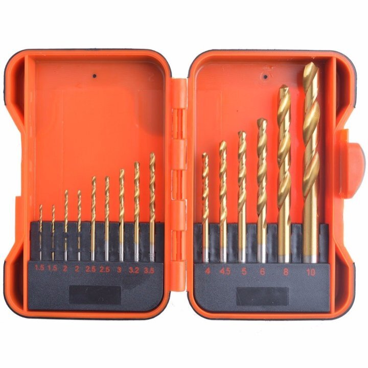 Twist Drill Bit Set 15-Piece Round Handle SAE HSS Perfect For Wood Plastic Metal With Plastic Box 