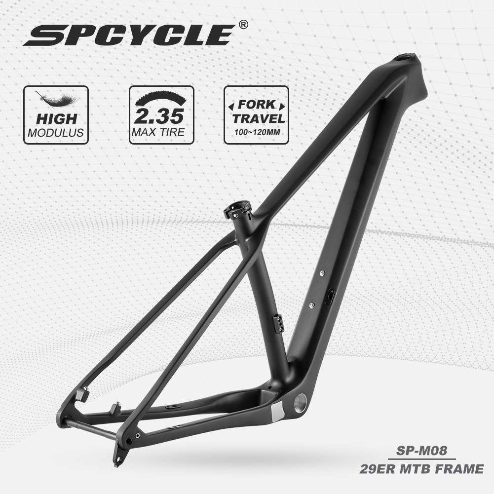 SPCYCLE 29er Full Carbon MTB Bicycle Frame 148x12mm Thru Axle Boost Mountain Bike Frame Black Matt BB92 System 2.35 tire 