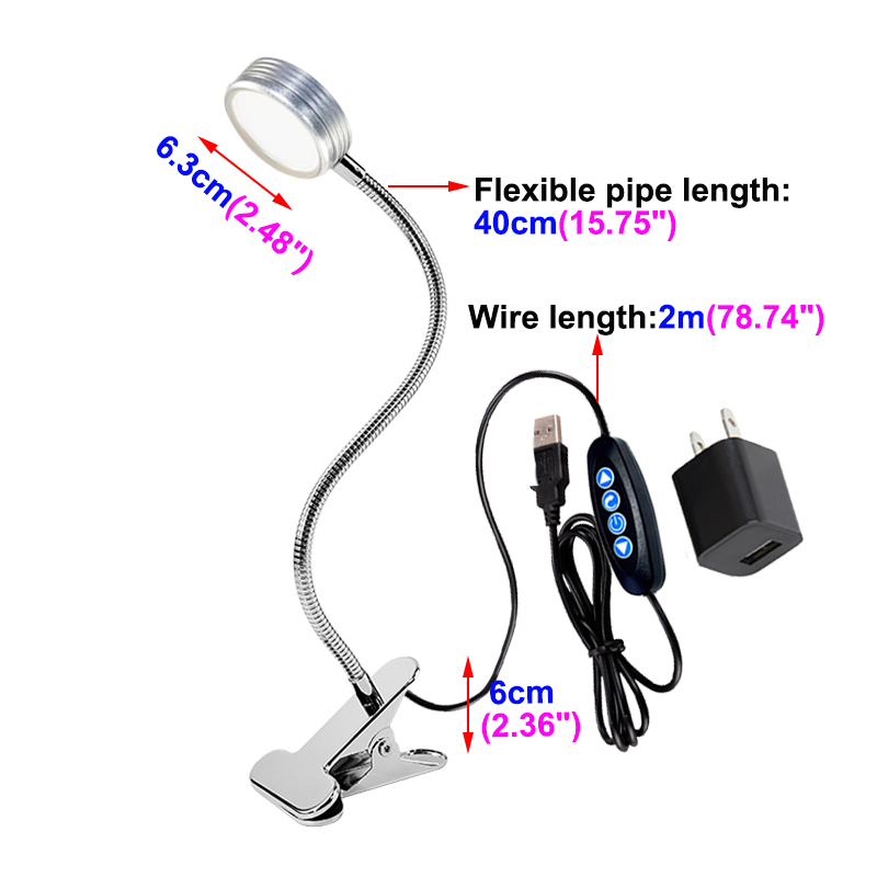 Dimmable LED Clip On Light, USB Rechargeable Desk Lamp With Clamp Reading Lights For Studying