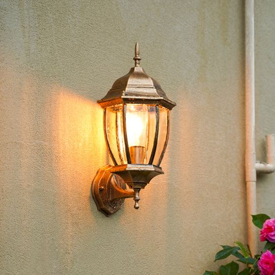 Retro 7W LED Wall Lantern Light Fixture Clear glass Outdoor/Indoor Lamp E26/E27 Bulb Style # C03154