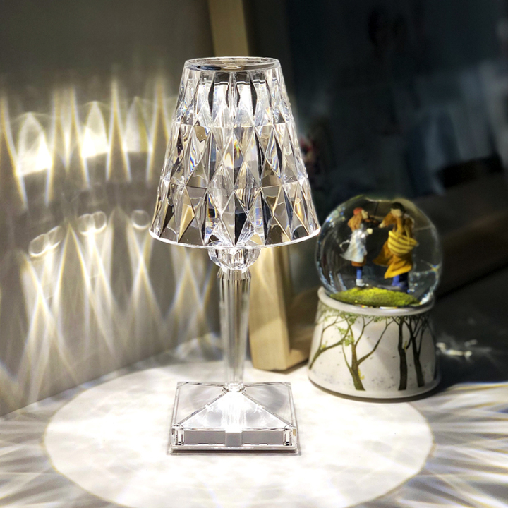 Best Dimmable Desk Lamp 5W LED Bling Table Crystal Light USB Rechargeable Cordless Switch Style G07013 on Luminturs