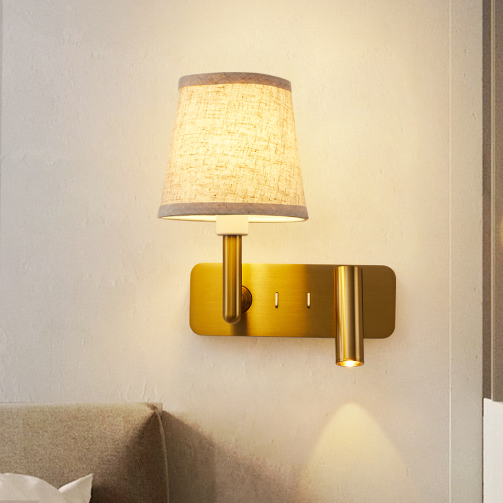 8W COB LED Luxury Bedside Reading Lamp E26 E27 Bulb Dual Switch Wall Light Fixture Spotlight Style D22099