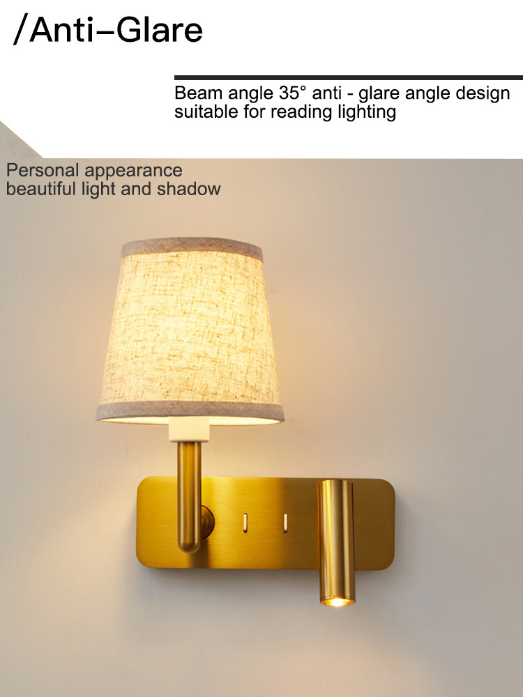 8W COB LED Luxury Bedside Reading Lamp E26 E27 Bulb Dual Switch Wall Light Fixture Spotlight Style D22099