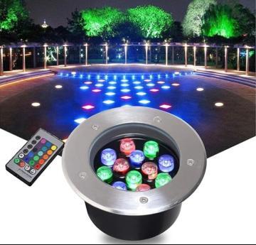 10" 36W RGB with Remote Control LED Outdoor Underground Light Waterproof Garden Road Buried Lamp Fixture 110-240V Style # C040