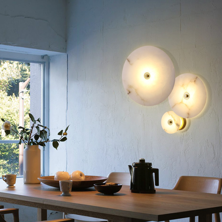 Best 7W LED Round Marble Stone Wall Sconce Lamp Indoor Lighting Aisle Light Fixture Style D21007 on Luminturs