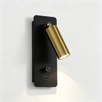 5W Bedside Reading Wall Sconce USB+C Port, Knob Stepless Dimmable Spotlight #D22131