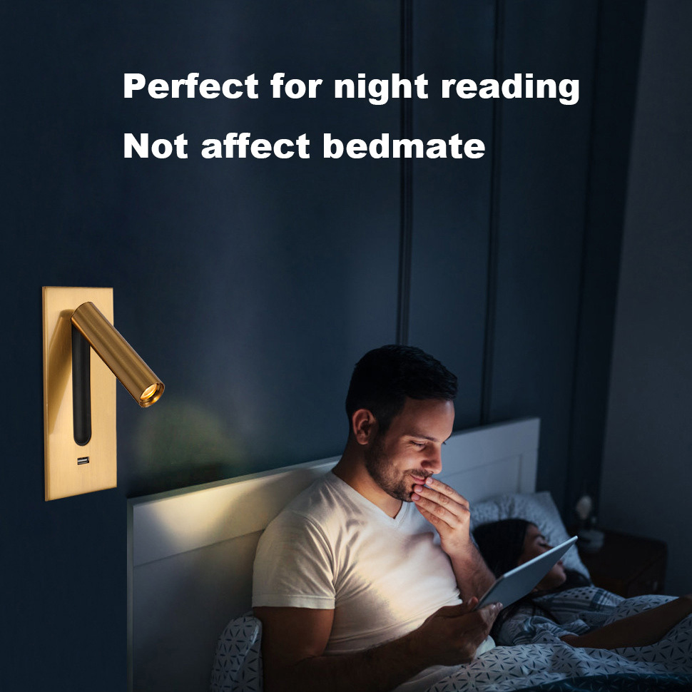 Reading Light for Bed Headboard, Bed Reading Lamp, Bedside Reading Light,  Wall Mounted Reading Light, Headboard Lamp, DC 5V-240V 3W LED Touch