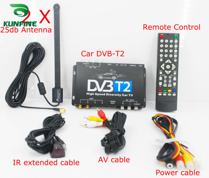 nada sitio Experto HDTV Car DVB-T2 DVB-T MULTI PLP Digital TV Receiver automobile DTV box With  Two Tuner Antenna on sale