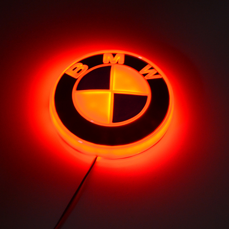 Red 82mm Badge Background LED Light Emblem Logo Sticker For BMW 3 5 7 X  Series