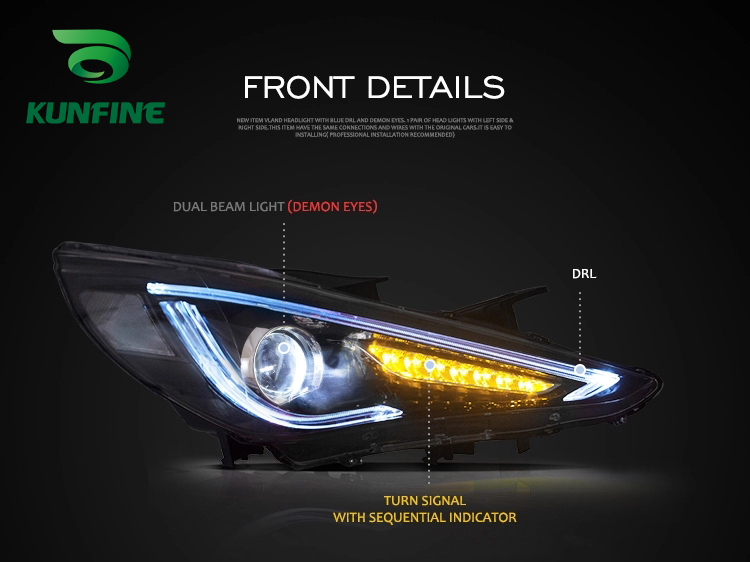 KUNFINE Car Styling Car Headlight Assembly For Hyundai Sonata 2011-2014 LED  Head Lamp Car Tuning Light Parts Plug And Play on sale