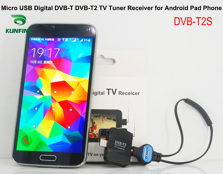 KUNFINE Micro USB Digital DVB-T DVB-T2 TV Tuner Receiver for Android Phone  and Pad on sale