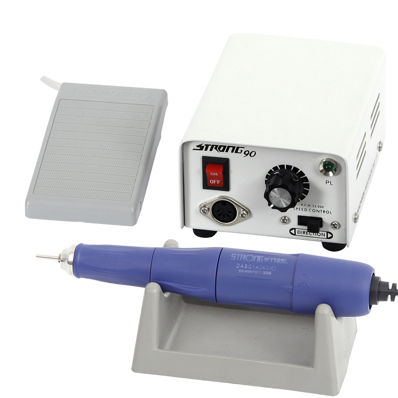 40000rpm Micromotor Portable Strong 90 with Handpiece 105L corundum bits manicure