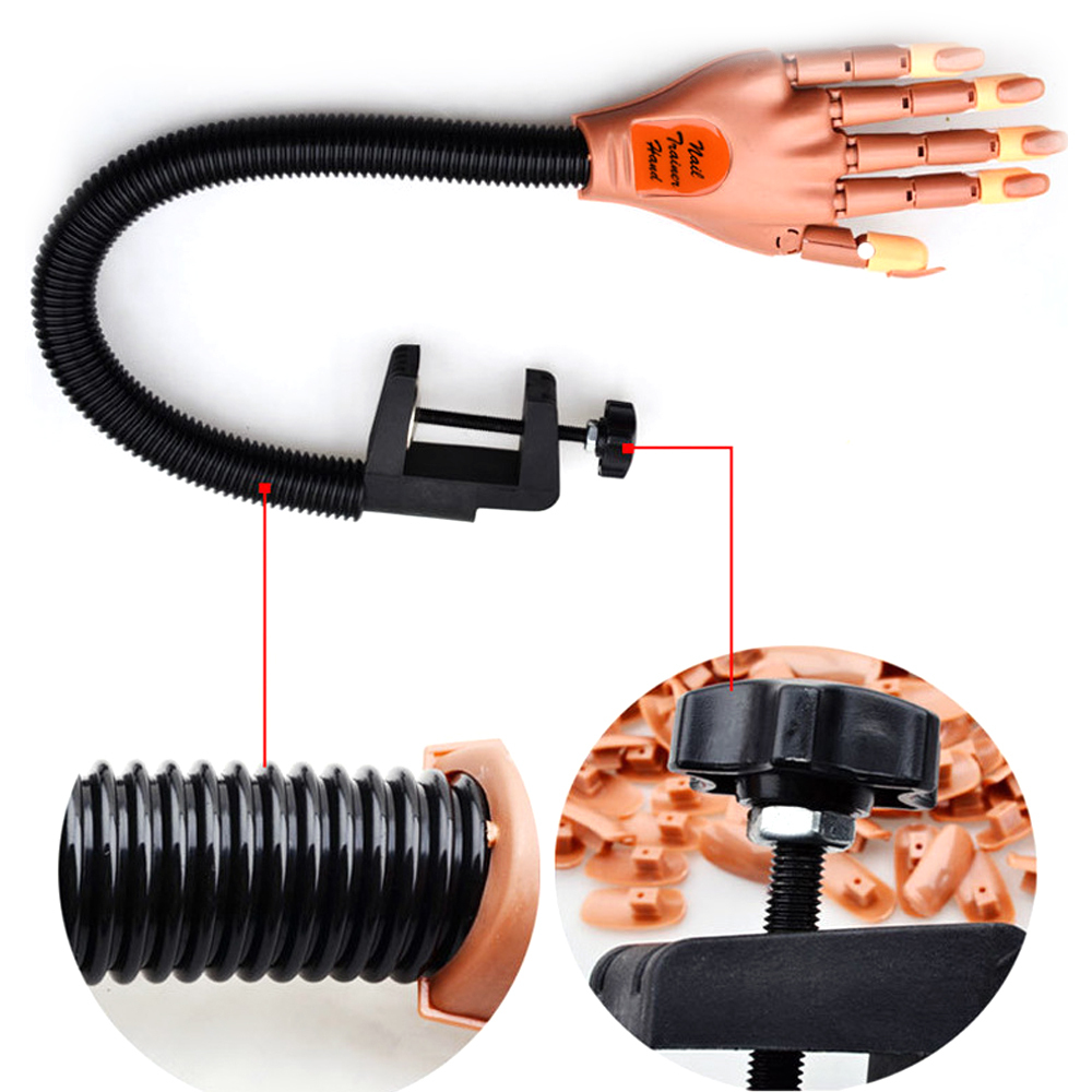 copy of Manicure Prosthetic Hand with Arm Flexible-Activity Joints Prosthetic Hand Equipped With  Holder 100 Pieces Nail Tip Hand Model