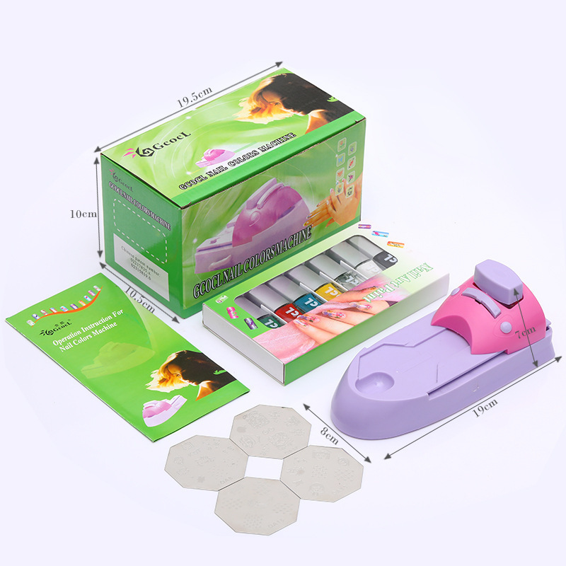New Nail Art Stamping Printing Manicure Machine Stamp Set with 6 Metal Pattern Plates Manicure Tools nail supplies Printer