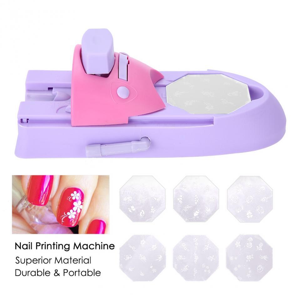 New Nail Art Stamping Printing Manicure Machine Stamp Set with 6 Metal Pattern Plates Manicure Tools nail supplies Printer
