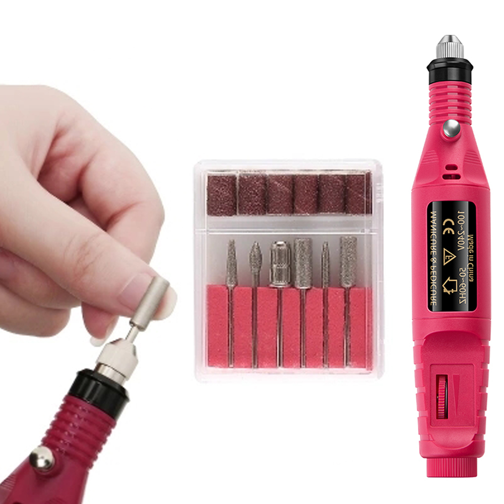 Strongdrill 1set Power Professional Electric Manicure Machine Pen Pedicure Nail File Nail Tools 6 Bits Drill Nail Drill Machine Equipment