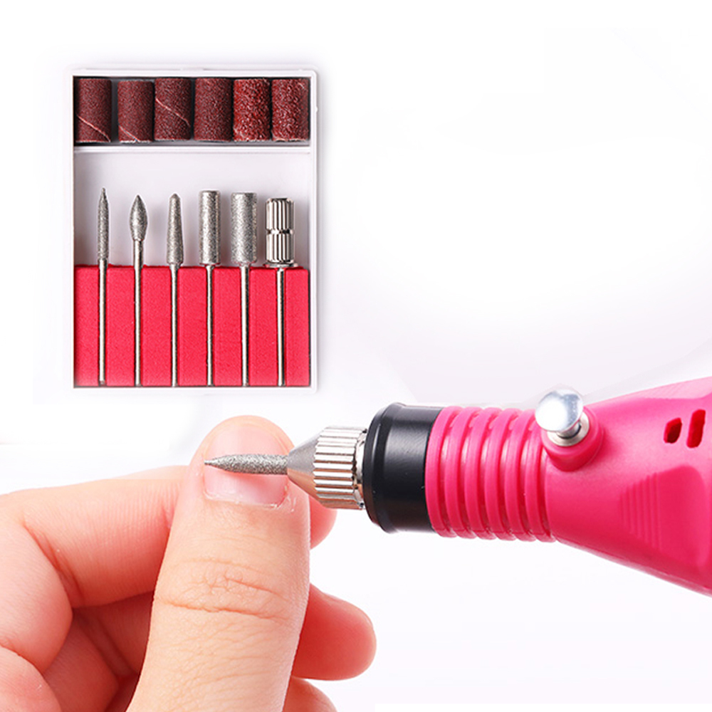 Strongdrill 1set Power Professional Electric Manicure Machine Pen Pedicure Nail File Nail Tools 6 Bits Drill Nail Drill Machine Equipment