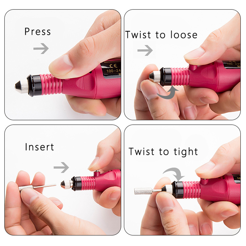 Strongdrill 1set Power Professional Electric Manicure Machine Pen Pedicure Nail File Nail Tools 6 Bits Drill Nail Drill Machine Equipment