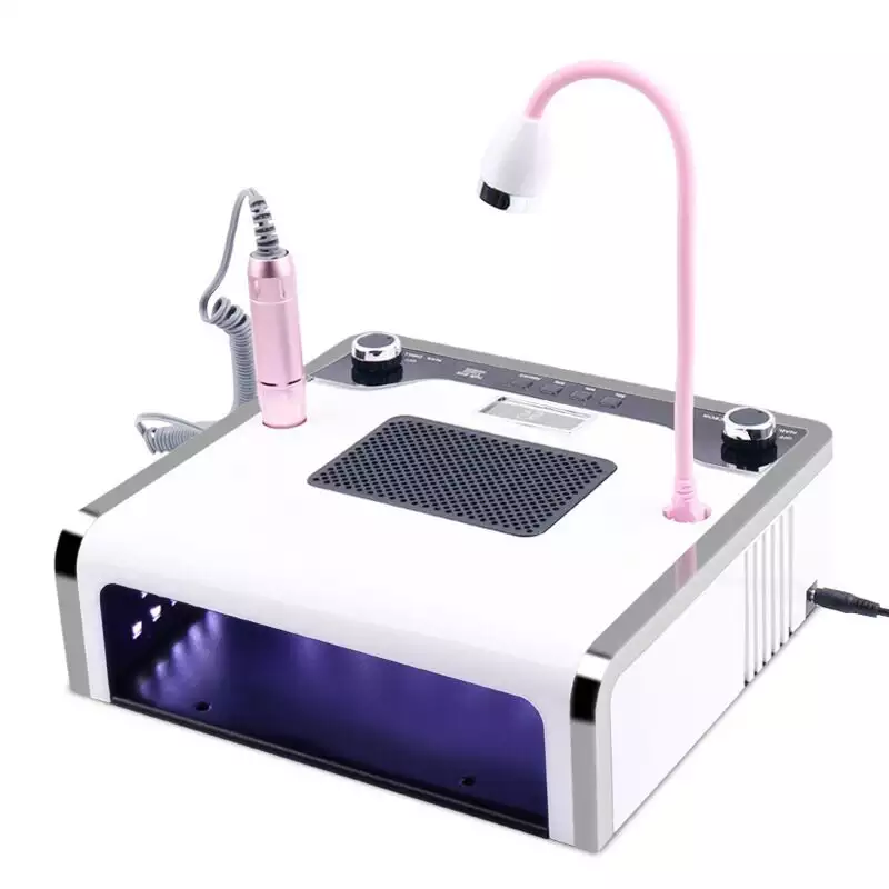 2020 New 4 in 1 Electric Nail Drill Machine with 30000RPM Handpiece Dust Vacuum Suction 108W LED UV Lamp Electric Nail File