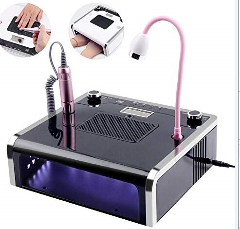 2020 New 4 in 1 Electric Nail Drill Machine with 30000RPM Handpiece Dust Vacuum Suction 108W LED UV Lamp Electric Nail File