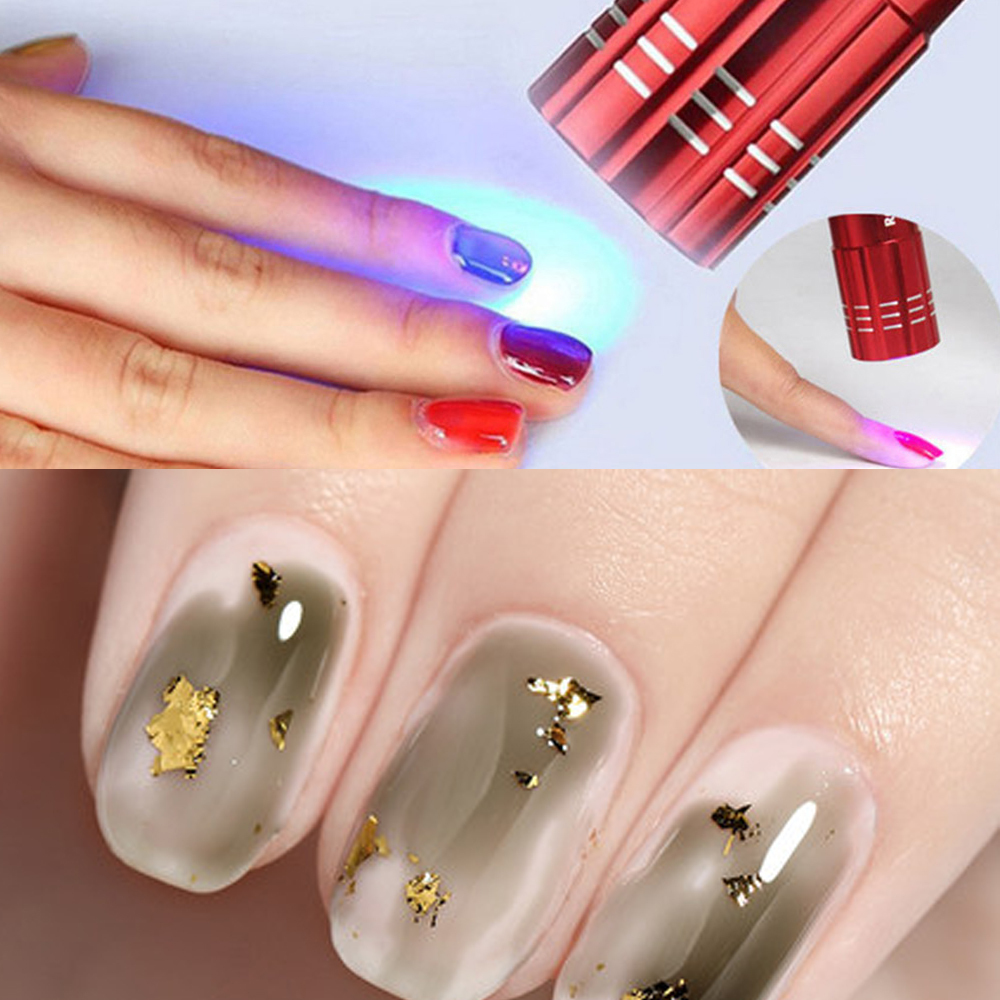 Nail Dryer Mini 9 LED Lights Flashlight UV Lamp Portable Nail Gel Mask Fast Drying Manicure Tool