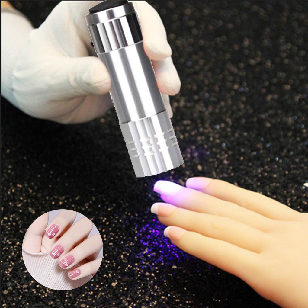 Nail Dryer Mini 9 LED Lights Flashlight UV Lamp Portable Nail Gel Mask Fast Drying Manicure Tool