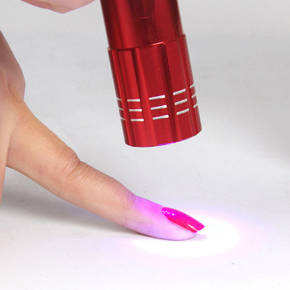 Nail Dryer Mini 9 LED Lights Flashlight UV Lamp Portable Nail Gel Mask Fast Drying Manicure Tool